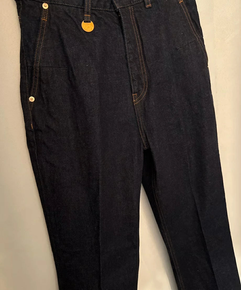 HI-WAIST DENIM PANTS