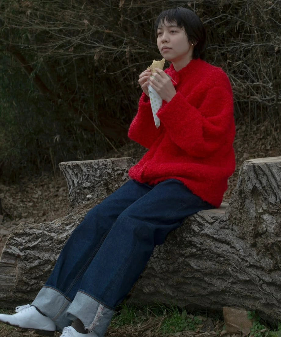 カーディガン Knit Pullover (Red) ニットプルオーバー Massive Mohair Cardigan