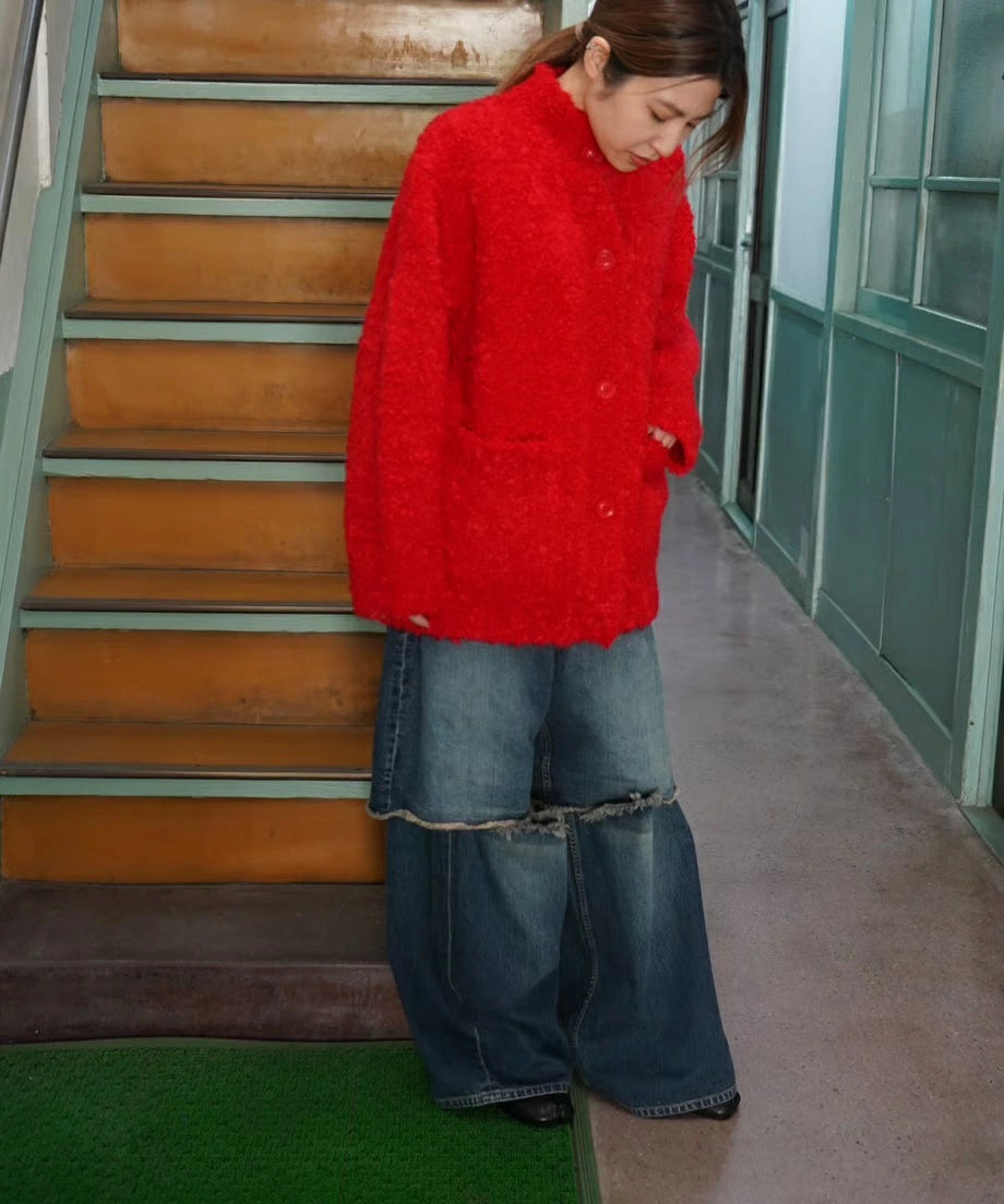 カーディガン Knit Pullover (Red) ニットプルオーバー Massive Mohair Cardigan