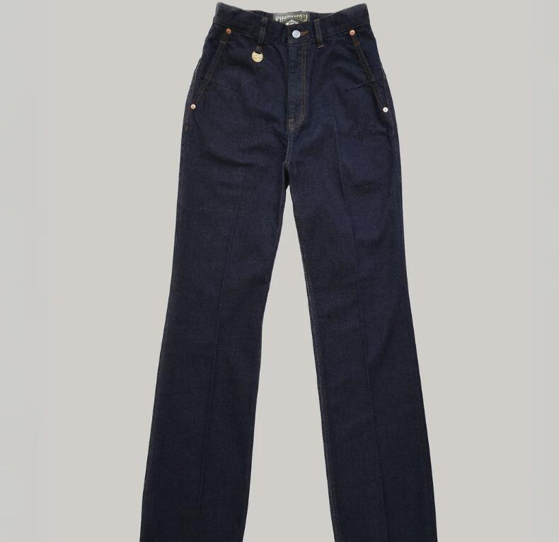 HI-WAIST DENIM PANTS