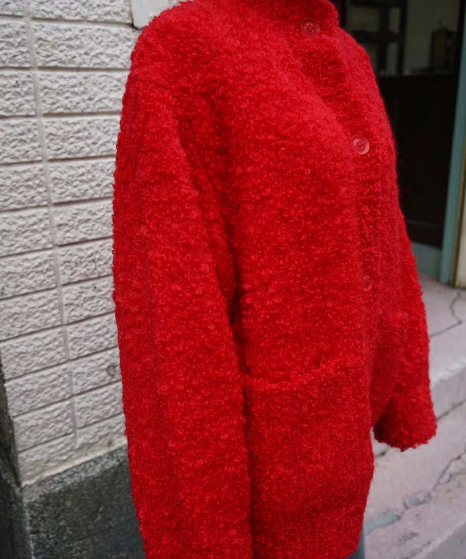 カーディガン Knit Pullover (Red) ニットプルオーバー Massive Mohair Cardigan
