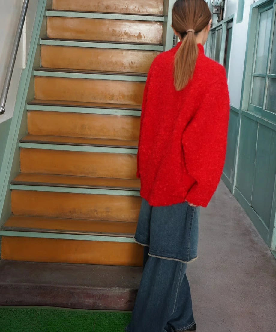 カーディガン Knit Pullover (Red) ニットプルオーバー Massive Mohair Cardigan
