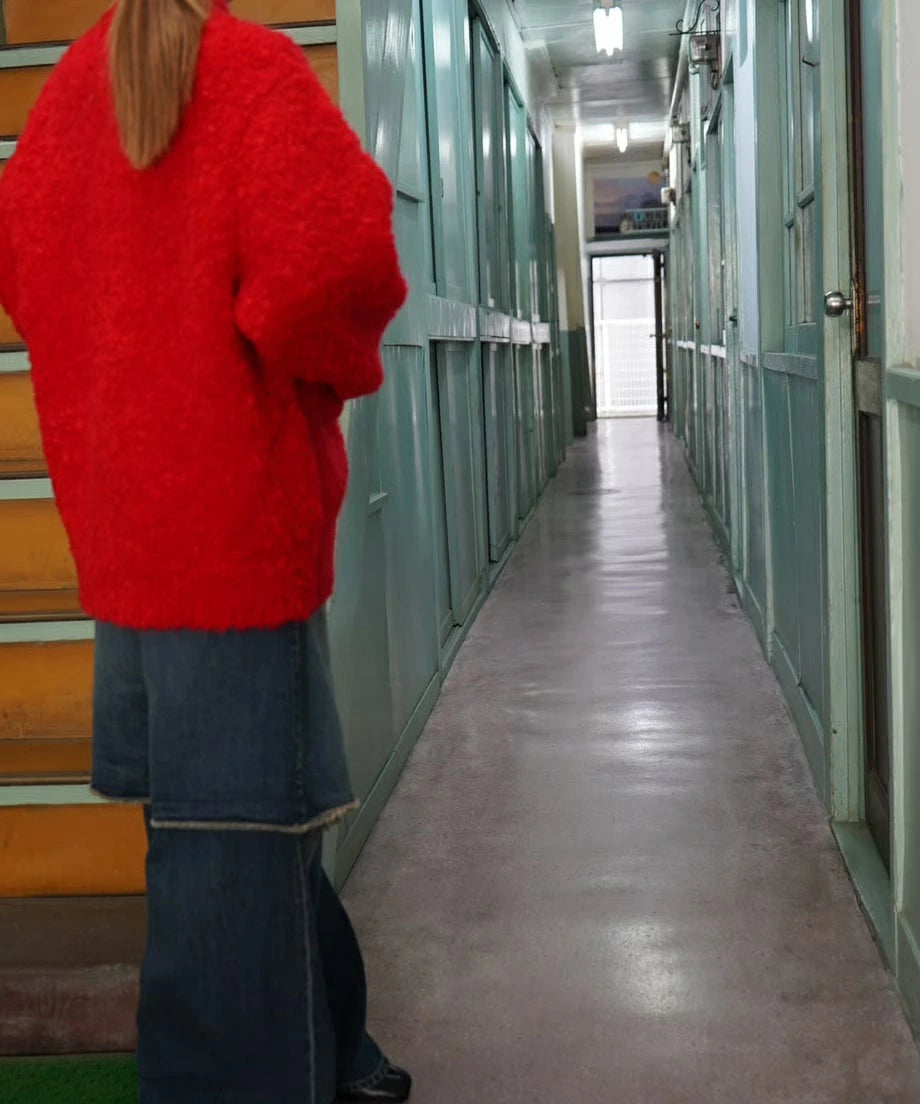 カーディガン Knit Pullover (Red) ニットプルオーバー Massive Mohair Cardigan