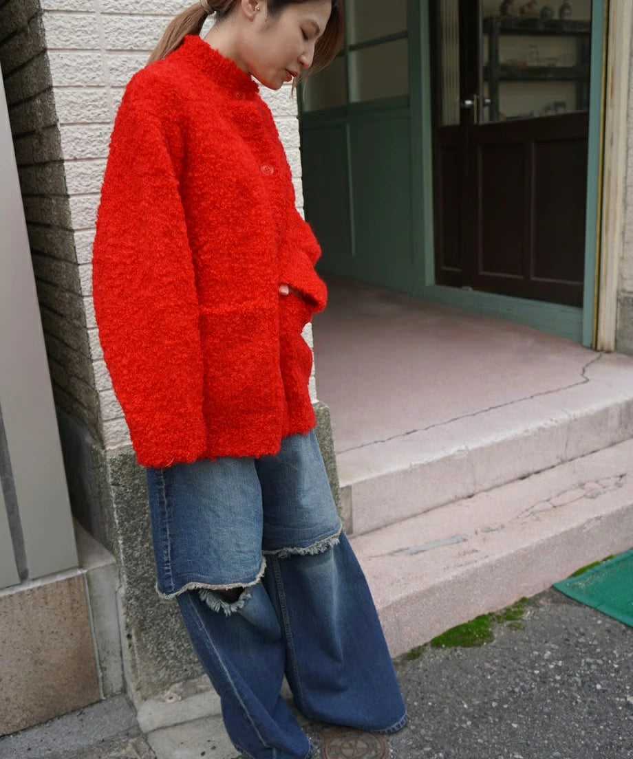 カーディガン Knit Pullover (Red) ニットプルオーバー Massive Mohair Cardigan