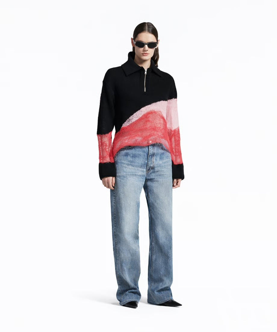 セーター Solid & Fluid Zip―up Knit 6S
